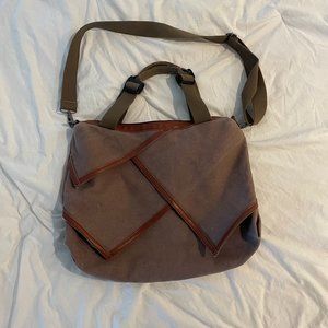 Spacious Brown Canvas Bag w/ Shoulder strap